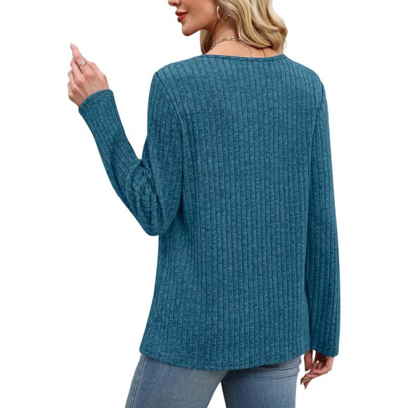 Women’s Long Sleeve Tunic Sweater Cotton Blend Casual Fall Winter Outfit - Picture 5 of 5